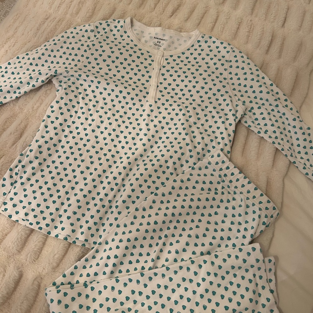 Roller rabbit teal hearts limited edition pajama set size xs